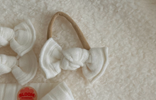 White Fuzzy Ribbed BloomCLIPS or Nylon Headband