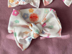 *NEW* Pastel Daisy Ribbed Tie On Headwrap