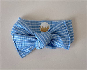 Electric Blue Mini Stripe Tie On Headwrap