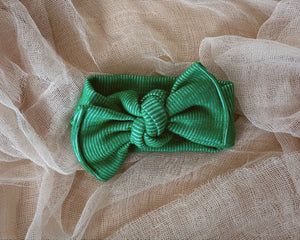 Green Ribbed Tie On Headwrap