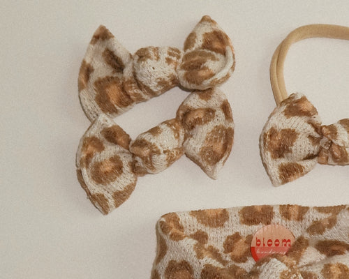 Beige Cheetah BloomCLIPS or Nylon Headband