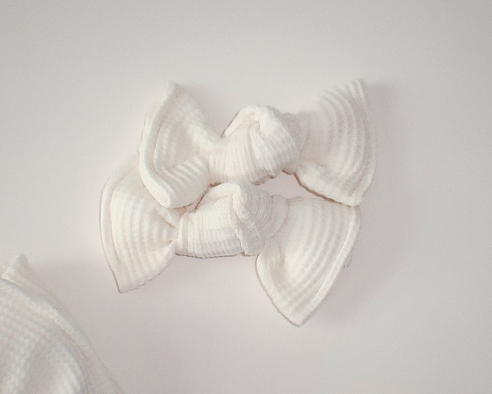 Off White Mini Waffle BloomCLIPS or Nylon Headband