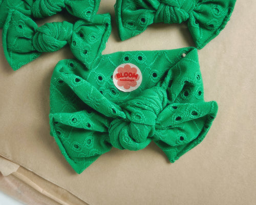 Lucky Green Eyelet Tie On Headwrap