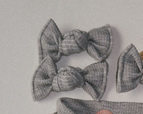 Heather Grey Ribbed BloomCLIPS or Nylon Headband