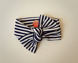 Navy Stripe Tie On Headwrap