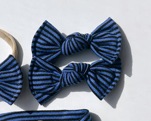 Blue Mini Stripe BloomCLIPS or Nylon Headband