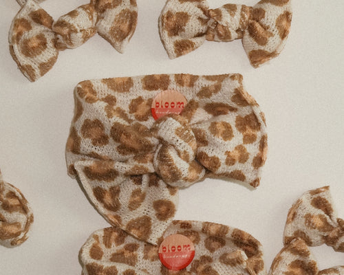 Beige Cheetah Tie On Headwrap