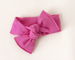 Hot Pink Ribbed Tie On Headwrap