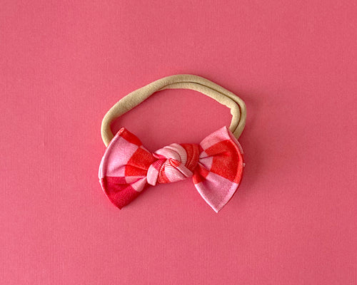 Pink Multi Check Nylon Headband