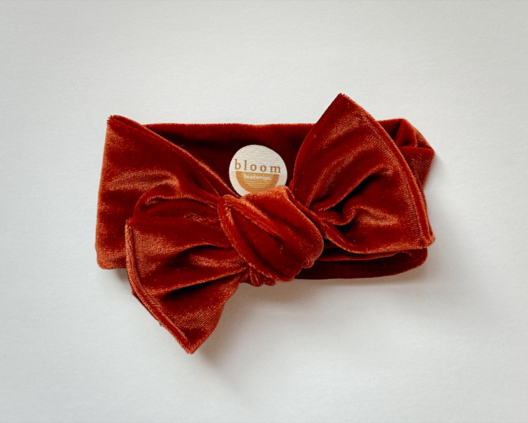 Rust Velvet Tie On Headwrap