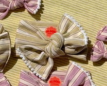 Golden Double Stripe Ribbed Tie On Headwrap
