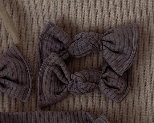 Greige Ribbed BloomCLIPS or Nylon Headband