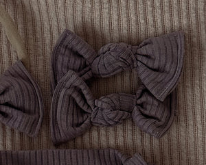 Greige Ribbed BloomCLIPS or Nylon Headband