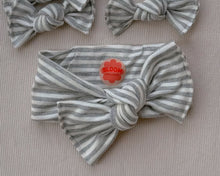 Heather Grey Mini Stripe Tie On Headwrap