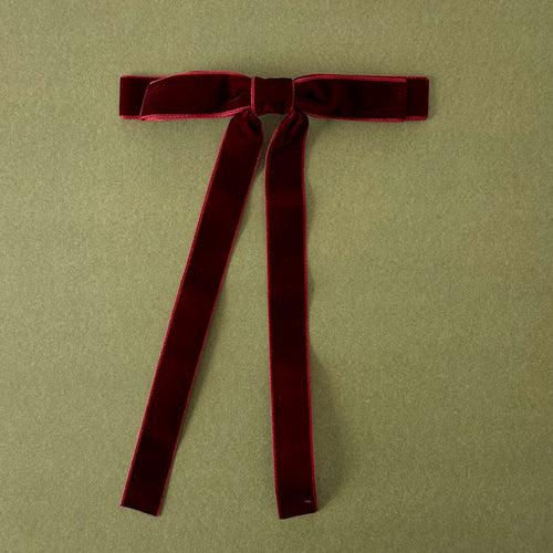 Burgundy Velvet Bow Barrette