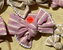 Mauve Double Stripe Ribbed Tie On Headwrap