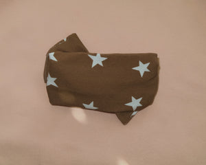 Brown Stars Tie On Headwrap