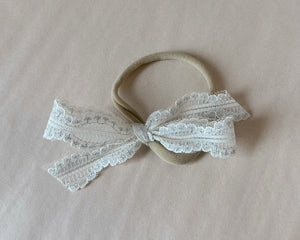 Cream and Silver Lace Nylon Headband