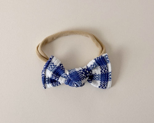 Royal Blue Check Nylon Headband