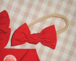 Classic Red Ribbed BloomCLIPS or Nylon Headband