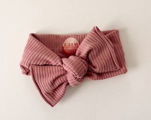 Dusty Rose Ribbed Tie On Headwrap