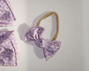 Lavender Daisy Check Ribbed BloomCLIPS or Nylon Headband