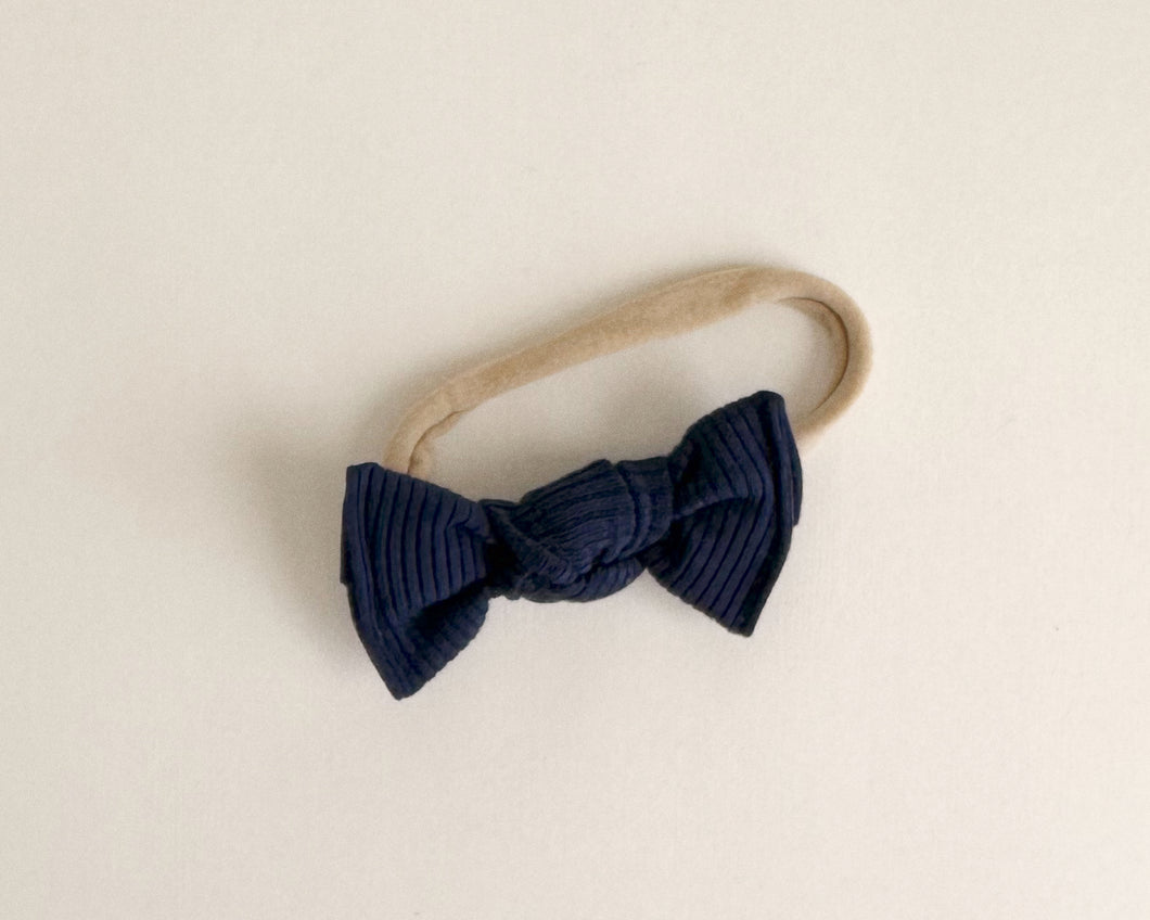 Navy Blue Mini Ribbed Nylon Headband
