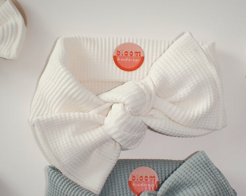 Off White Mini Waffle Tie On Headwrap