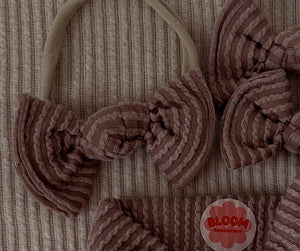 Toffee Wavy Ribbed BloomCLIPS or Nylon Headband