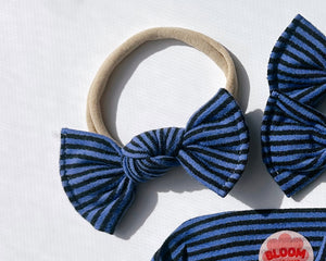 Blue Mini Stripe BloomCLIPS or Nylon Headband