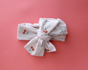 Oversized Bow Cherries Tie On Headwrap