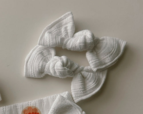 White Pointelle BloomCLIPS or Nylon Headband