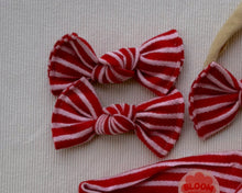 Red and Blush Stripe BloomCLIPS or Nylon Headband