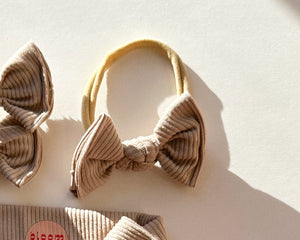 Tan Mini Ribbed BloomCLIPS or Nylon Headband