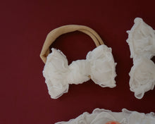 White Ruffle BloomCLIPS or Nylon Headband