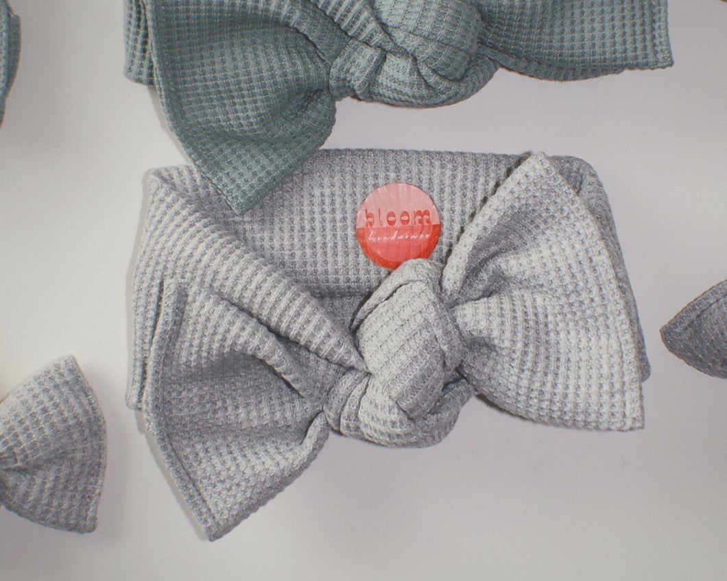 Heather Grey Mini Waffle Tie On Headwrap