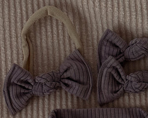 Greige Ribbed BloomCLIPS or Nylon Headband