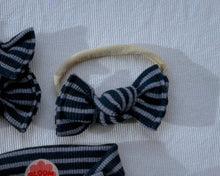 Navy Ribbed Stripe BloomCLIPS or Nylon Headband