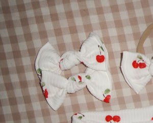 Cherry Watercolor Ribbed BloomCLIPS or Nylon Headband