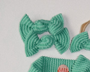 Mint Wavy Ribbed BloomCLIPS or Nylon Headband