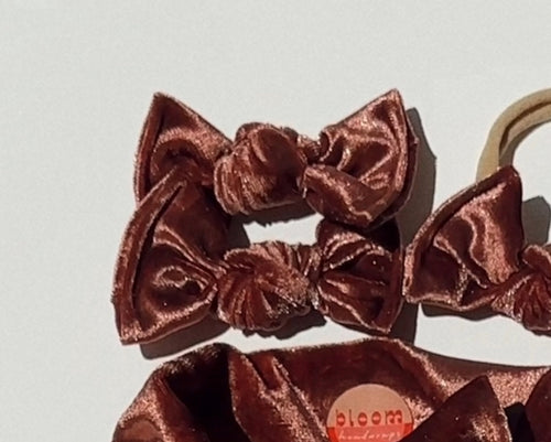 Terracotta Crushed Velvet BloomCLIPS or Nylon Headband