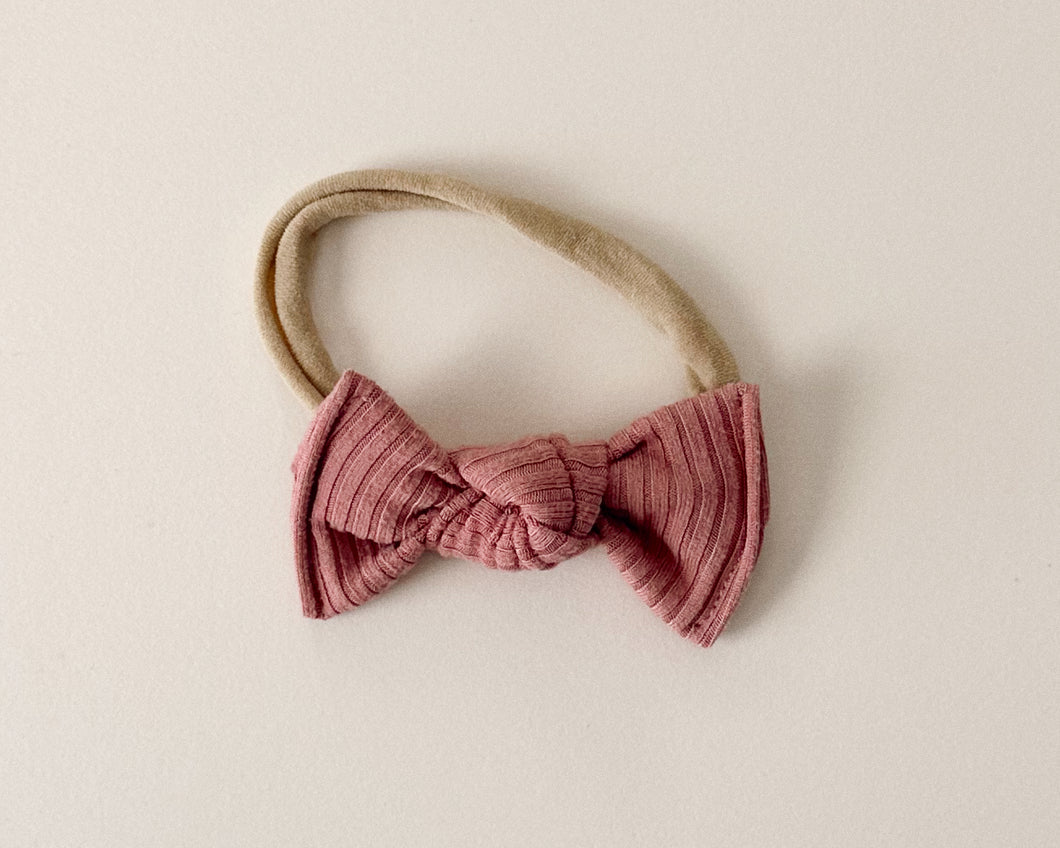 Dusty Rose Ribbed Nylon Headband
