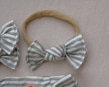 Heather Grey Mini Stripe BloomCLIPS or Nylon Headband