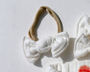 White Wide Fuzzy Ribbed BloomCLIPS or Nylon Headband