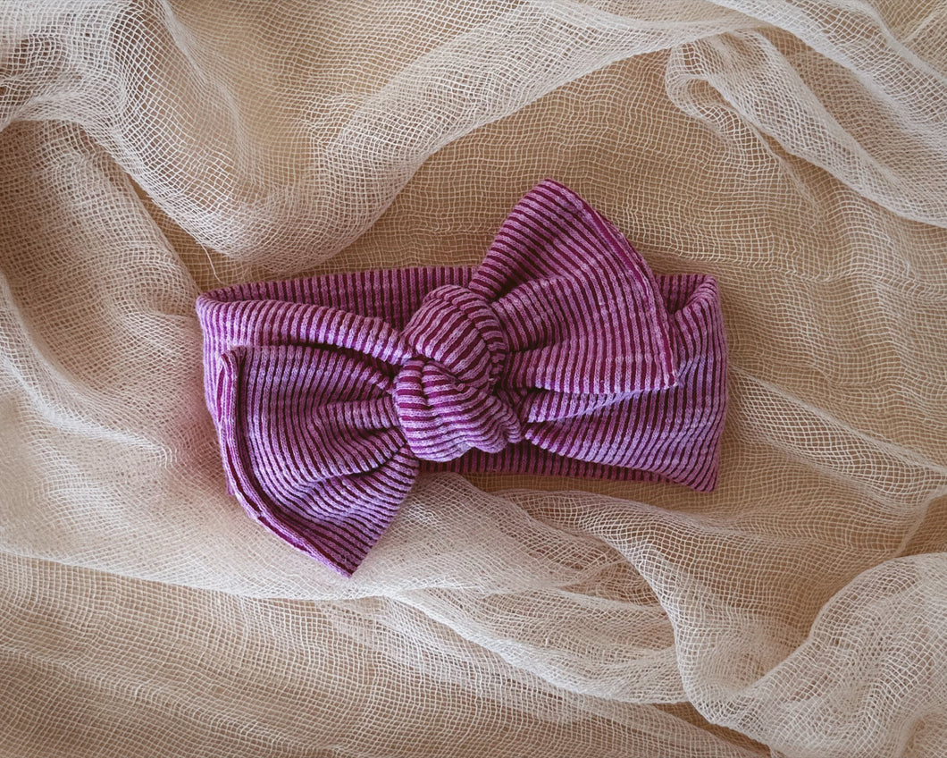 Purple Ribbed Tie On Headwrap