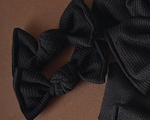 Black Mini Ribbed BloomCLIPS or Nylon Headband