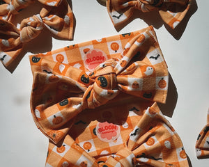 Halloween Gingham Tie On Headwrap