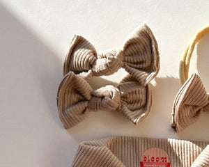 Tan Mini Ribbed BloomCLIPS or Nylon Headband
