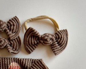 Coffee Wavy Ribbed BloomCLIPS or Nylon Headband