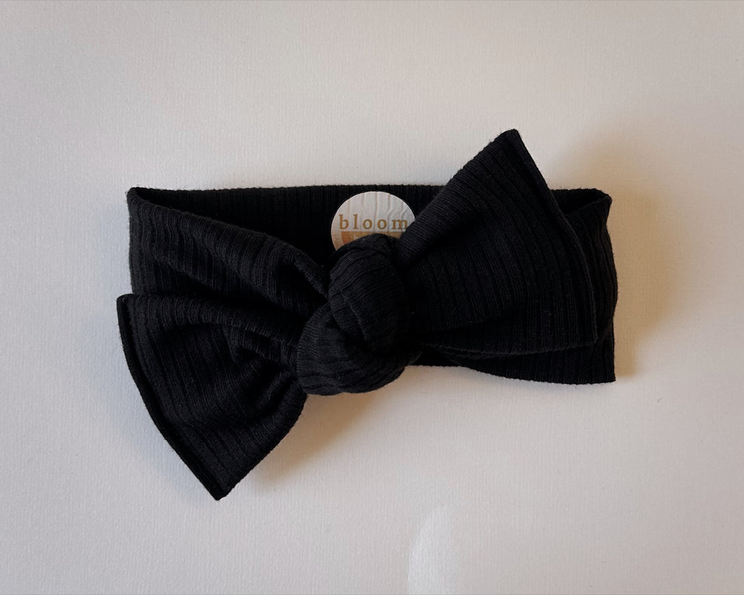 Black Ribbed Tie On Headwrap